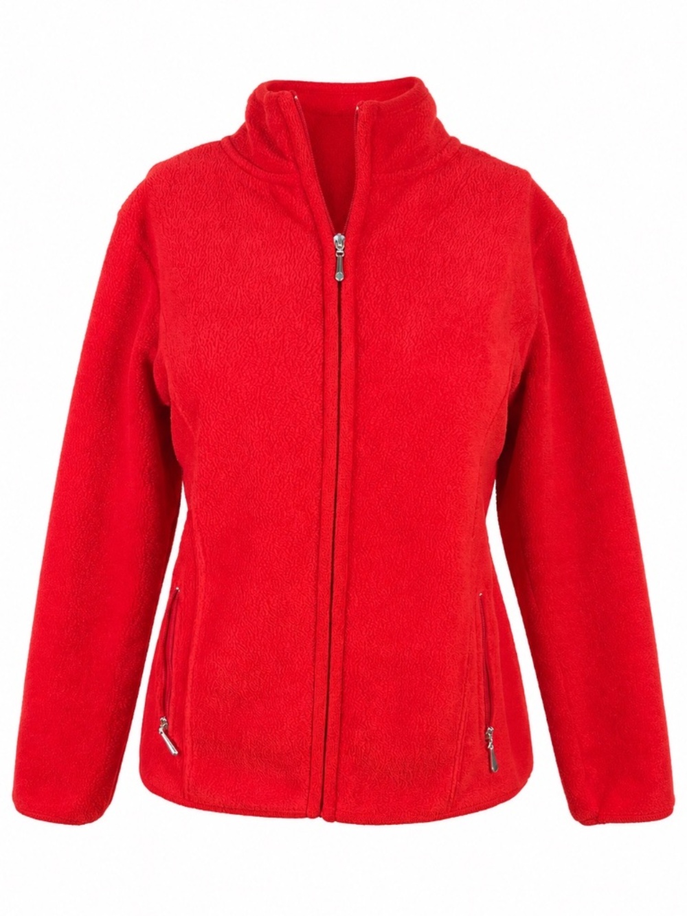 Karen Scott Sport Red Fleece Zip Jacket Petite Small PS Soft Cozy